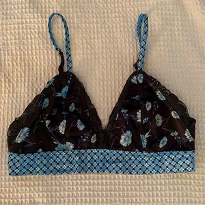 Blue & black lace bralette from Aerie.